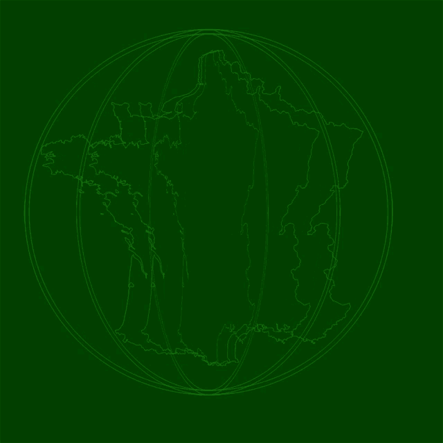 a green circle with a map of france in the center