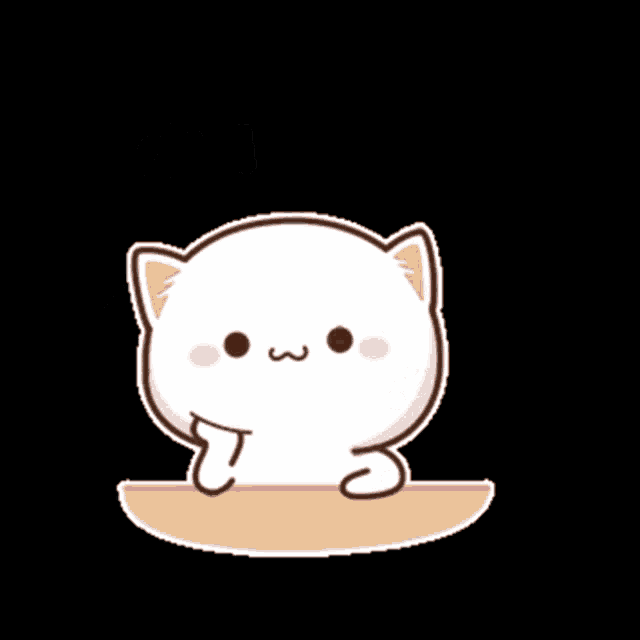 a cartoon cat is sitting on a table with a heart and giving a thumbs up .