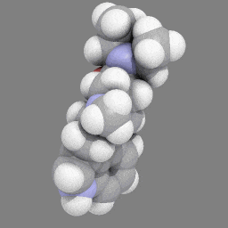 a model of a molecule with a red center