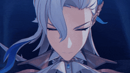 a close up of a person 's face with white hair
