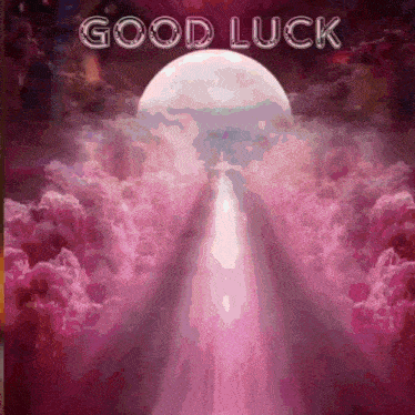a picture of a full moon with the words good luck above it