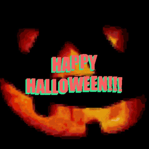 a red skull with the words " happy halloween " on it