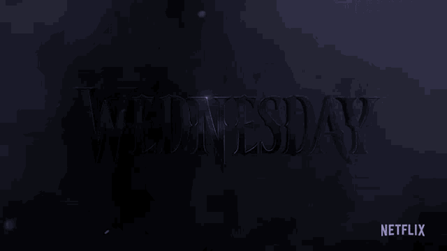 a netflix advertisement for wednesday shows a dark background