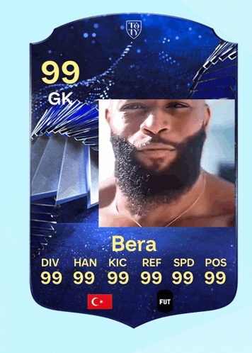 a sports card with a man with a beard and the name berta