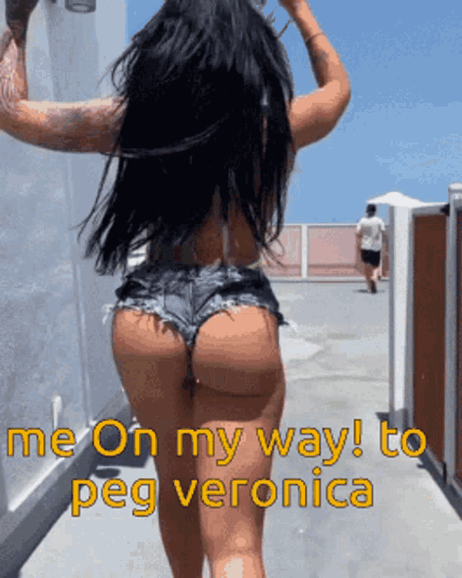 a picture of a woman in shorts with the caption " me on my way "