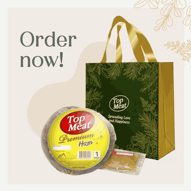 a package of top meat premium ham is next to a top meat bag