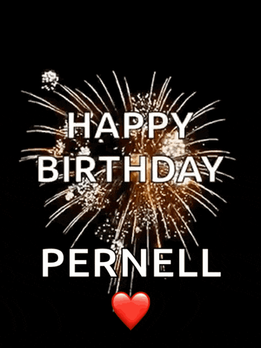 a birthday card with fireworks and the name pernell on it
