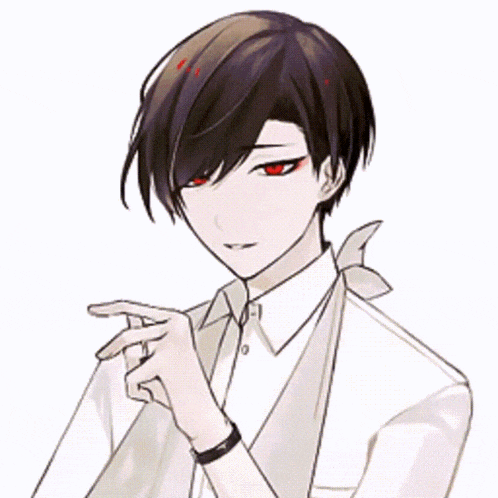 a man with a red flower in his hair is pointing at something