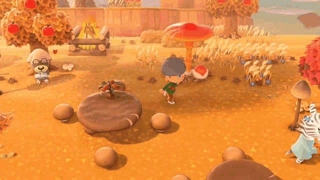 a video game scene with a boy and a zebra standing next to each other
