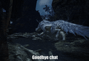 a screenshot of a video game with the words goodbye chat