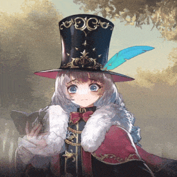 a girl in a top hat with a feather on it