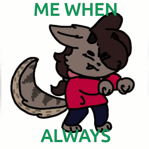 a cartoon drawing of a wolf with the words me when always on the bottom