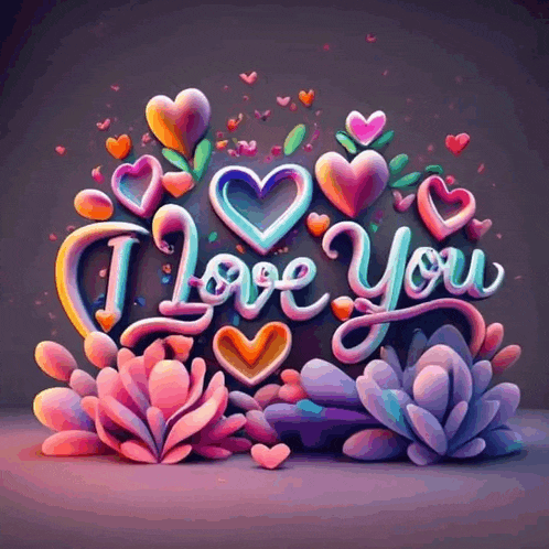 a poster that says i love you with hearts and flowers