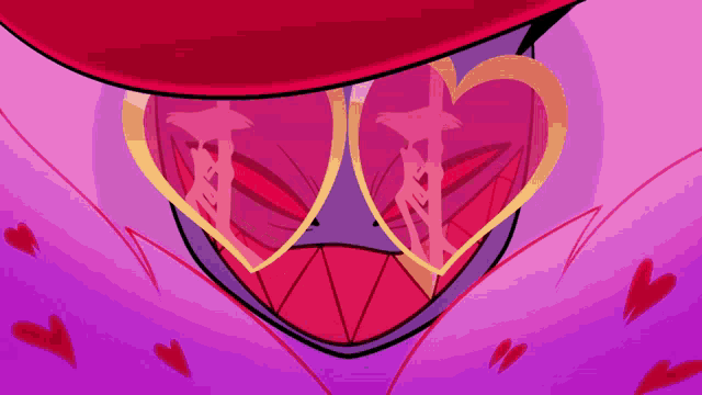 a close up of a person wearing heart shaped glasses