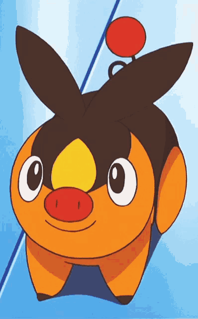 a cartoon pig with a red nose and a red ball on its head