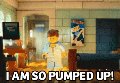 Emmet Is So Pumped Up! - Chris Pratt - The Lego Movie GIF - Lego Movie Chris Pratt Pumped GIFs