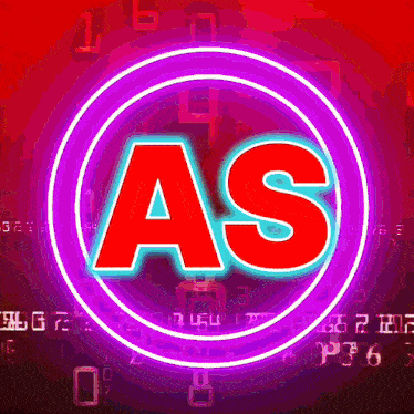 a neon sign that says as in the middle of a circle