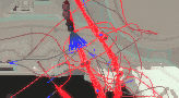 a computer generated image of a red and blue sphere