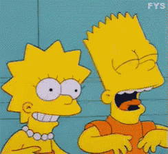 a cartoon of bart simpson and lisa simpson with the letters fys on the bottom