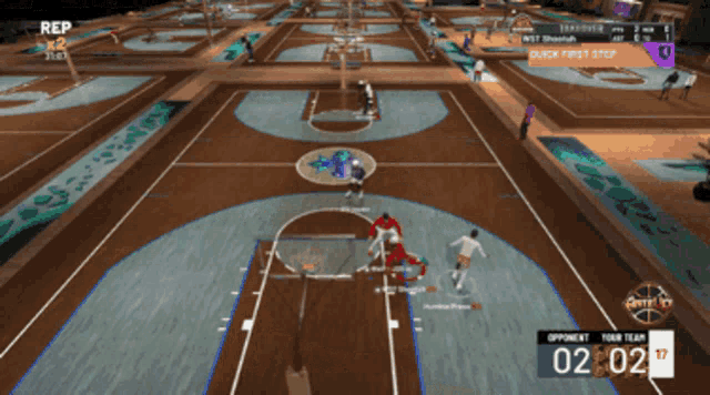 a basketball game is being played with 2:02 left in the second quarter
