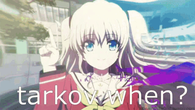 a picture of a girl with the words tarkov when written on it