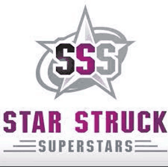 a logo for a company called star struck superstars with a star in the middle .