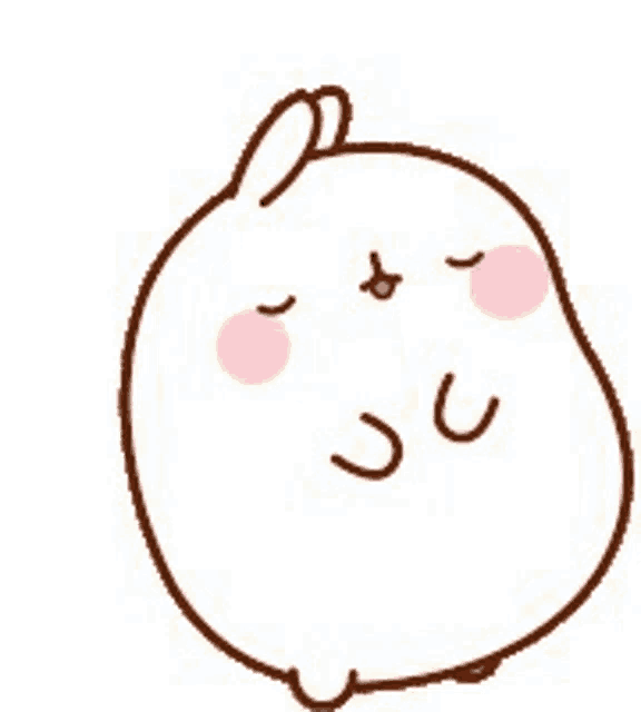 a drawing of a rabbit with its eyes closed and a pink face .