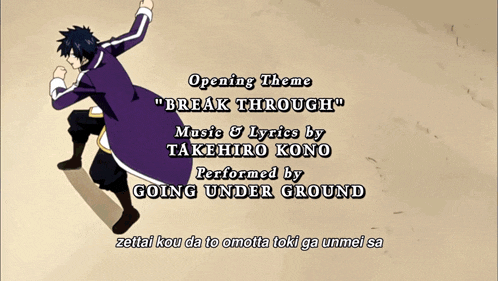 opening theme break through music lyrics by takehiro kono performed by going under ground zettai kou da to omota toki ga unmei sa