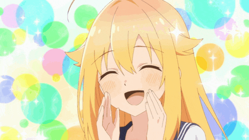 a girl with blonde hair is covering her eyes with a hand