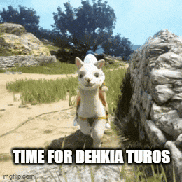 a picture of a llama with the words time for dehkia turos