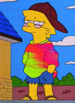 a cartoon of lisa simpson wearing a rainbow shirt