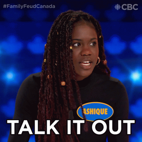 Talk It Out Family Feud Canada GIF - Talk It Out Family Feud Canada Discuss It GIFs