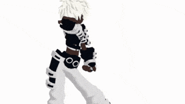 a cartoon character with a white shirt and black pants has a belt around his waist