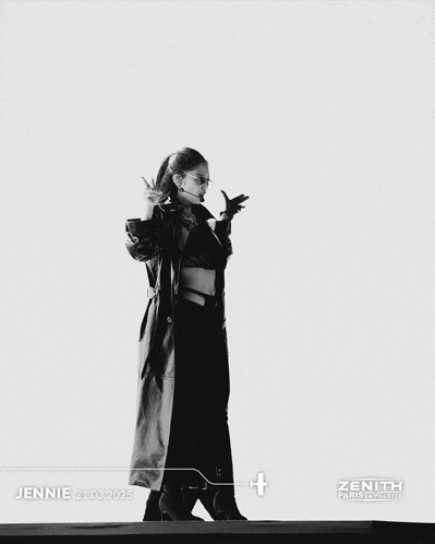 a black and white photo of a woman in a leopard coat with the words zenith paris & valley on the bottom