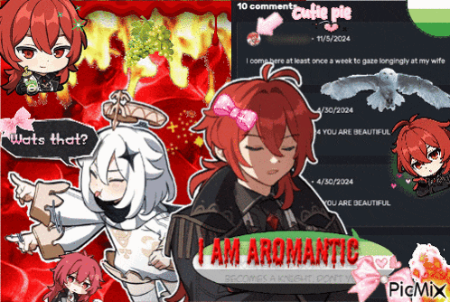 a collage of anime characters with the words i am aromatic