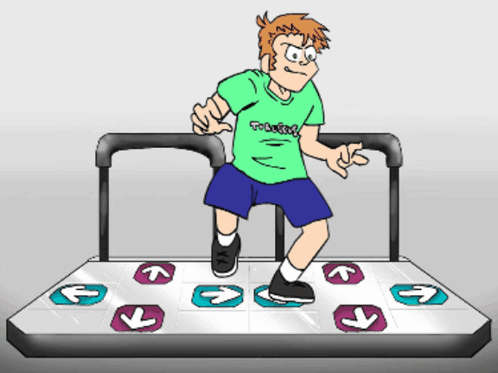 a cartoon of a boy wearing a green shirt that says ' thrasher ' on it