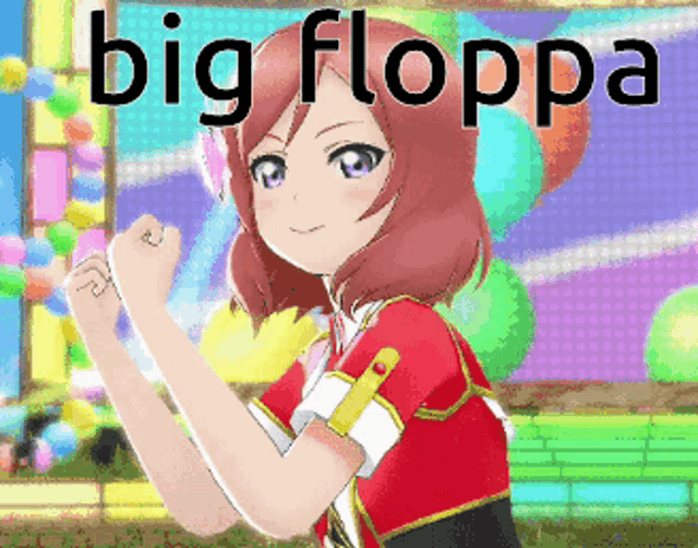 a pixelated image of a girl with the words big floppa on the bottom
