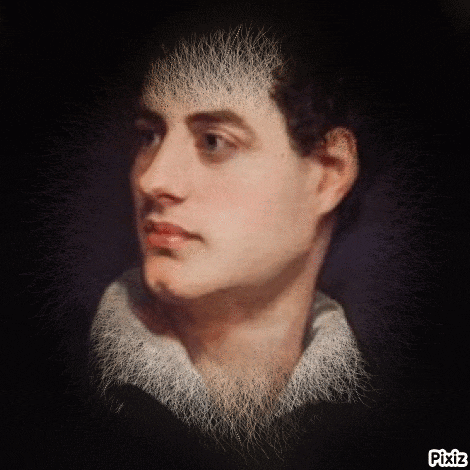 a painting of a young man with a white collar and a black background