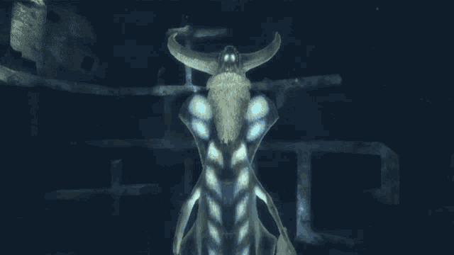 a statue with horns is surrounded by smoke