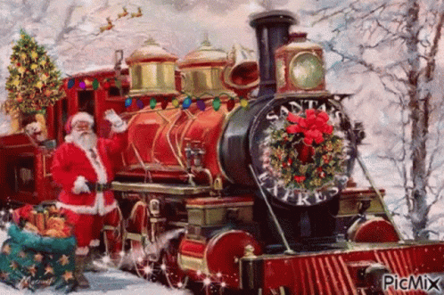 Santa Santa Train GIF - Santa Santa Train Happy GIFs