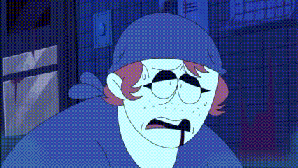a cartoon character with a bandana on his head is making a funny face