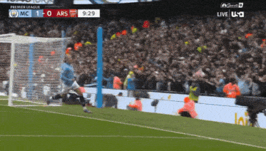 a soccer game is being played in the premier league and the score is 1 to 0