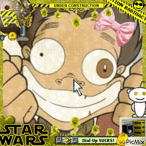 a picture of a cartoon character with the words star wars in the corner
