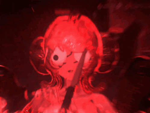 a cartoon character is holding a knife in her hand
