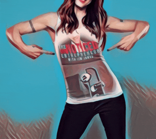 a woman wearing a white tank top that says the noticed entrepreneur