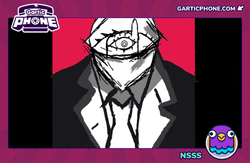 a drawing of a man in a suit with the words gartic phone written on the top