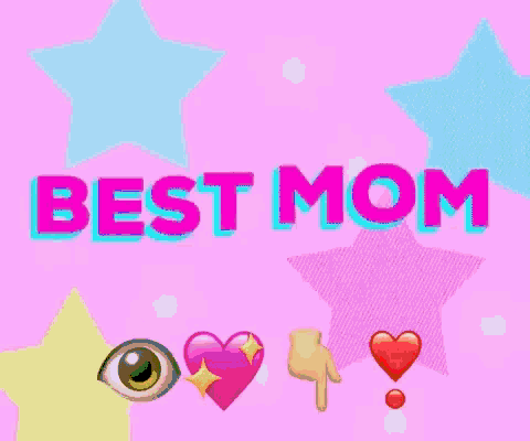 a purple background with the words best mom and emojis