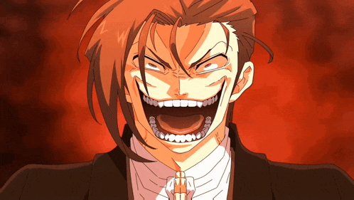 a man with braces on his teeth is laughing with his mouth open