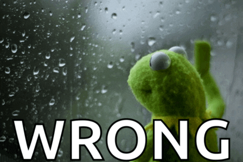 a kermit the frog is looking out a window with the word wrong behind him