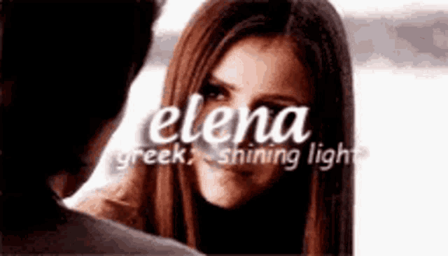 a man and a woman are looking at each other and the woman 's name is elena greek shining light .